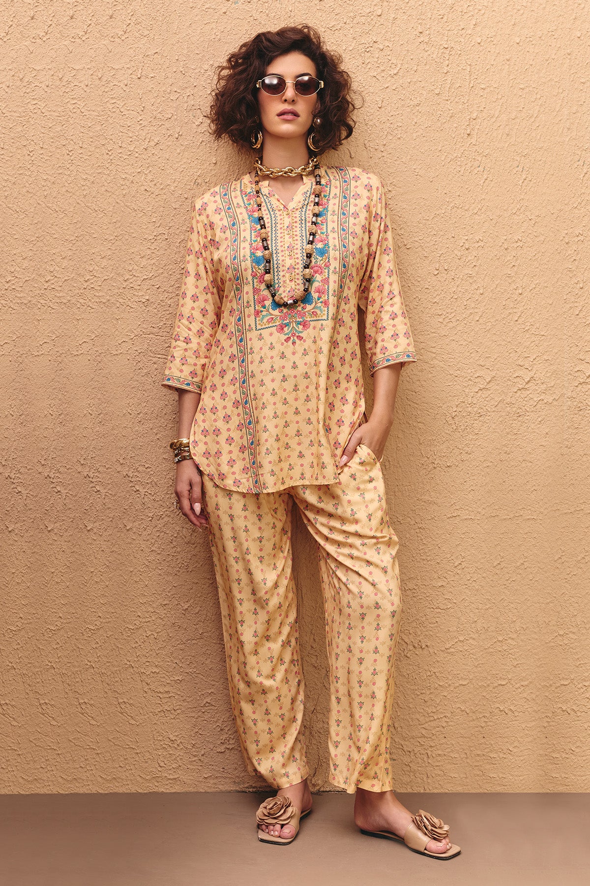 Cream Printed Co-Ord Set