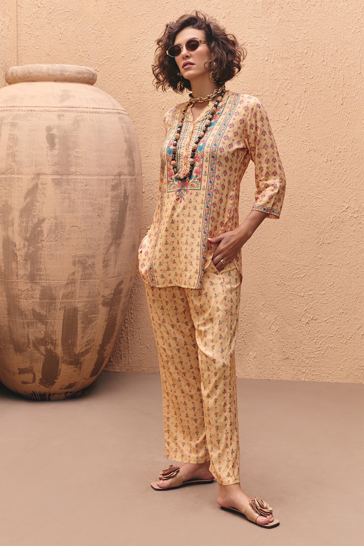 Cream Printed Co-Ord Set