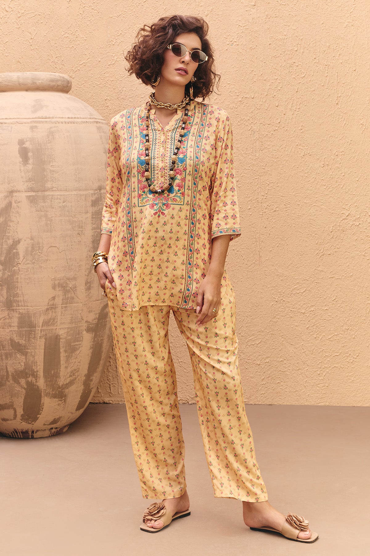Cream Printed Co-Ord Set
