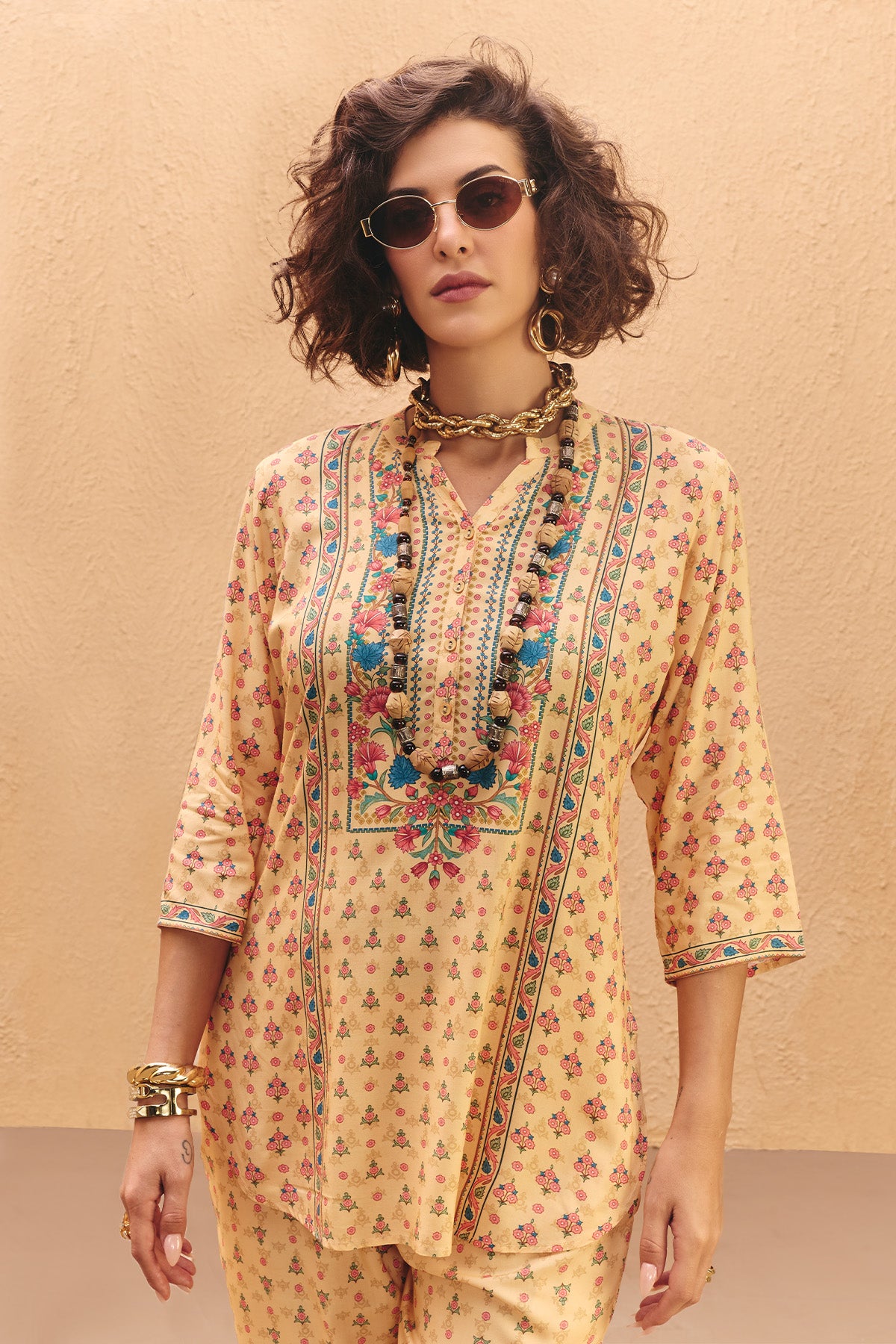 Cream Printed Co-Ord Set
