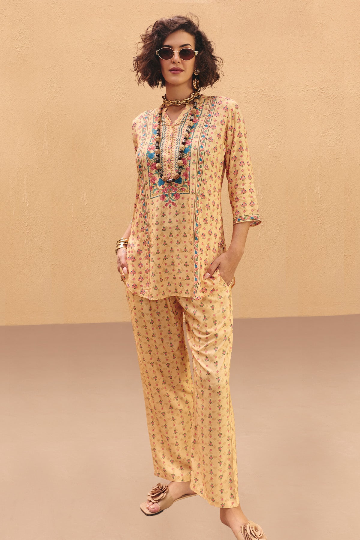 Cream Printed Co-Ord Set