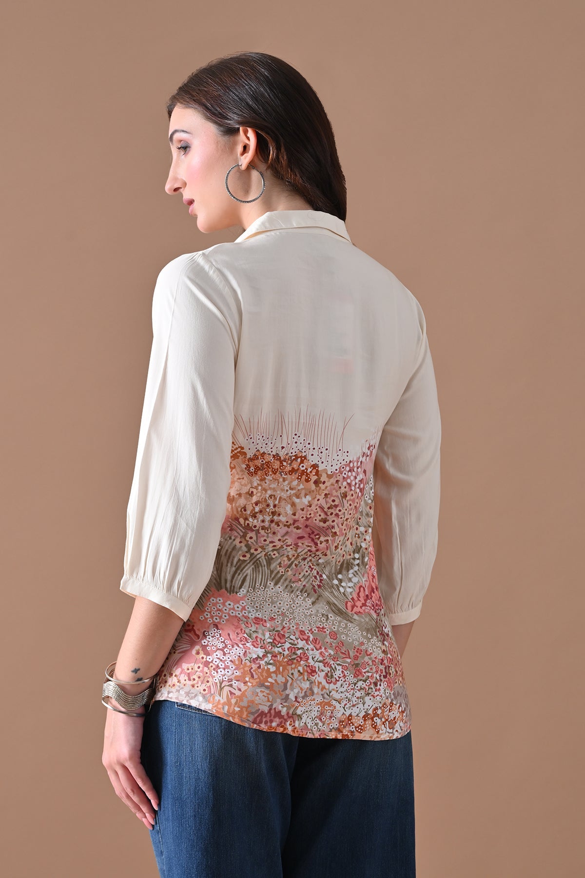 Cream Printed Top