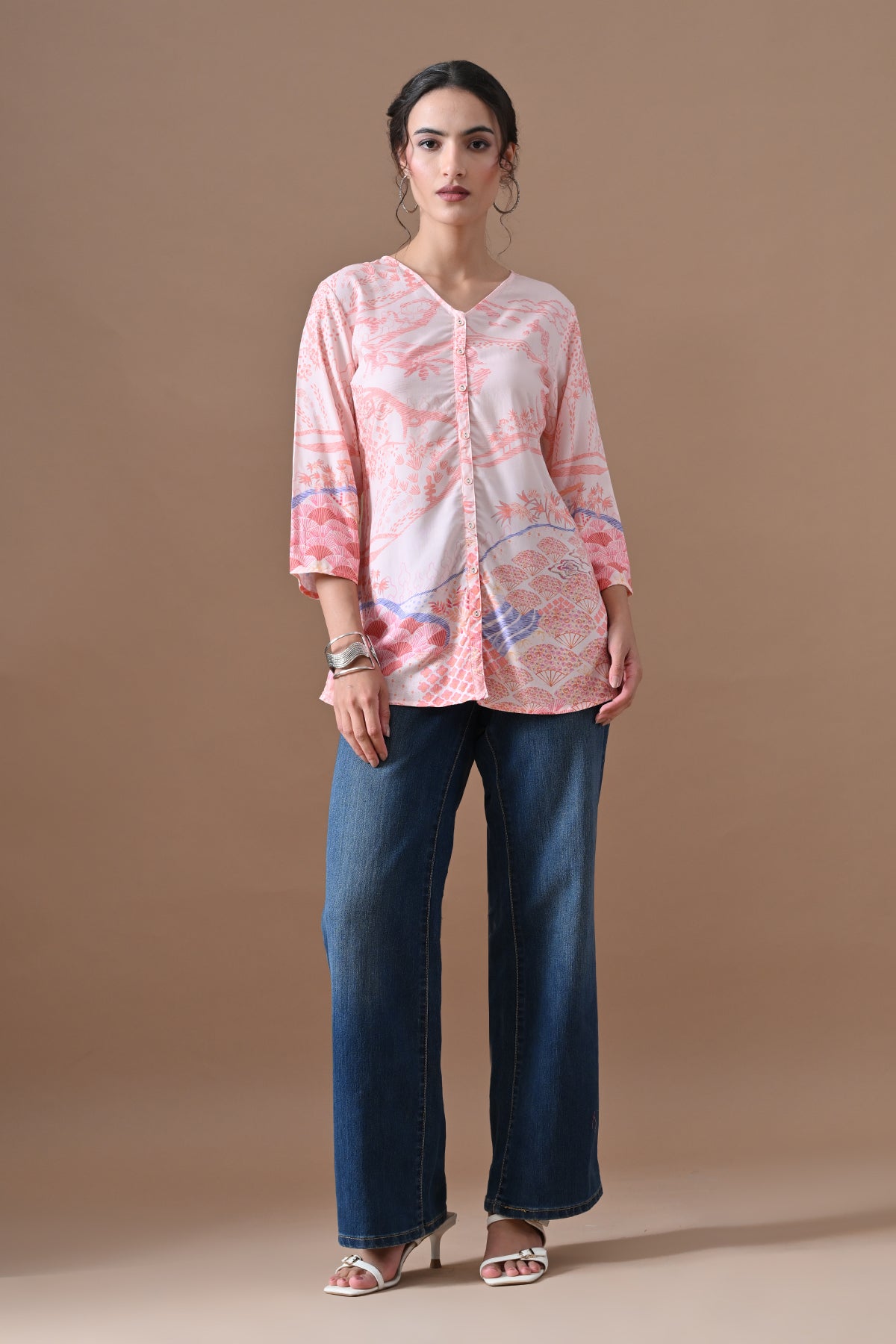 Peach Printed Top