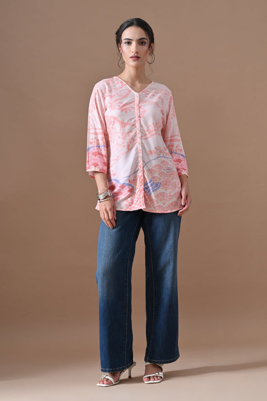 Peach Printed Top