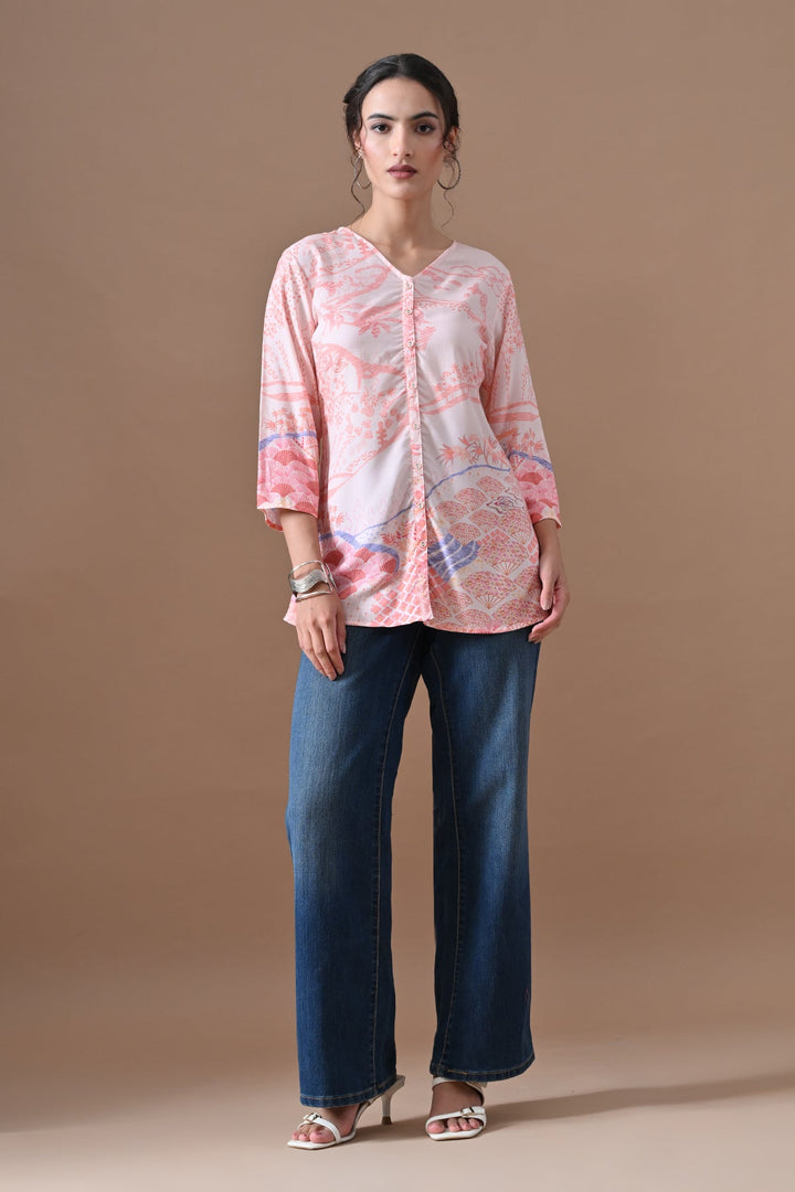 Peach Printed Top
