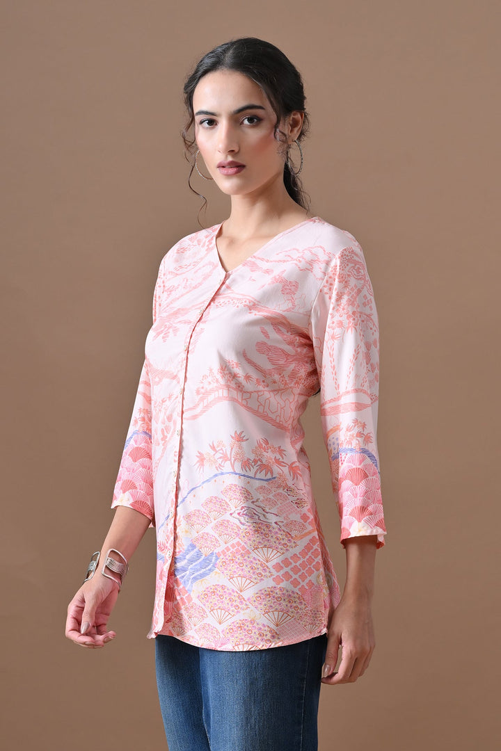 Peach Printed Top