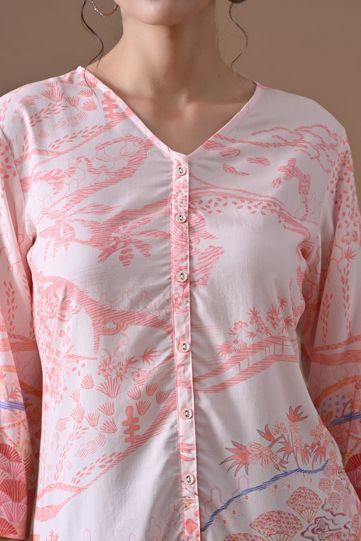Peach Printed Top