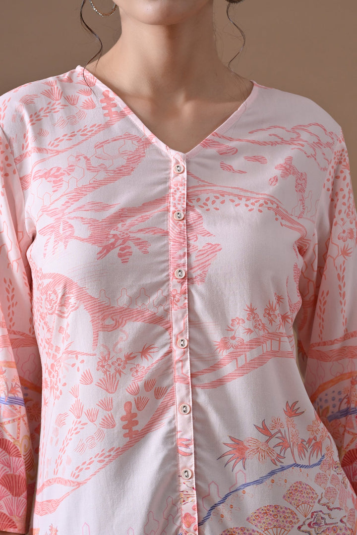 Peach Printed Top