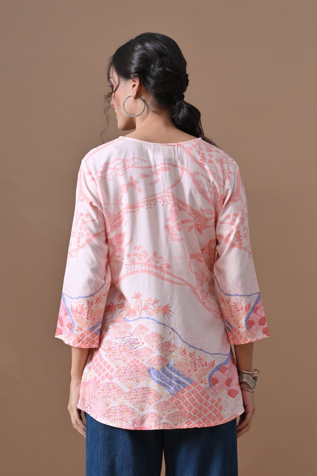 Peach Printed Top