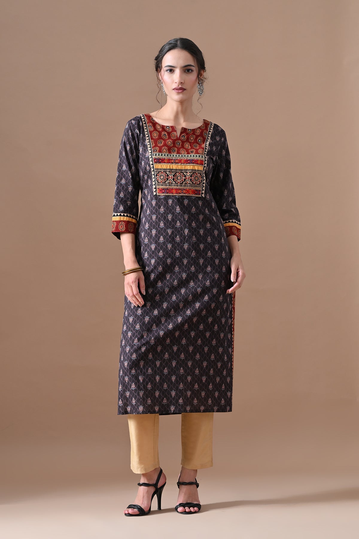 Brown Printed Kurta