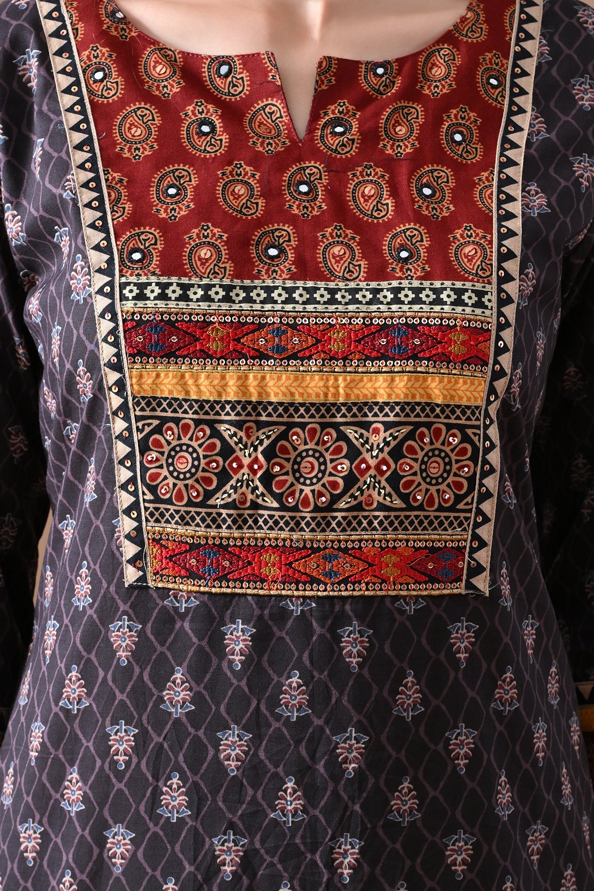Brown Printed Kurta