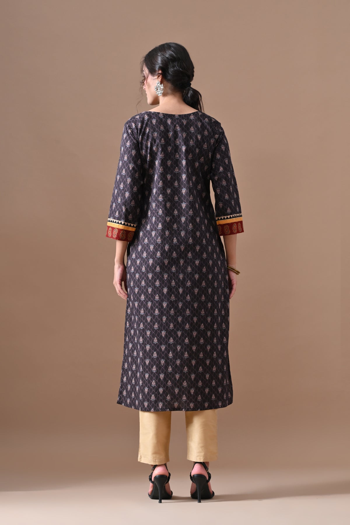 Brown Printed Kurta