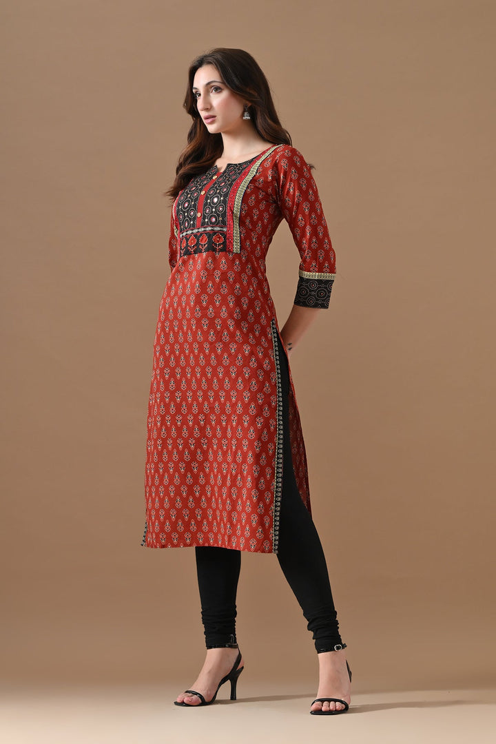 Rust Printed Kurta