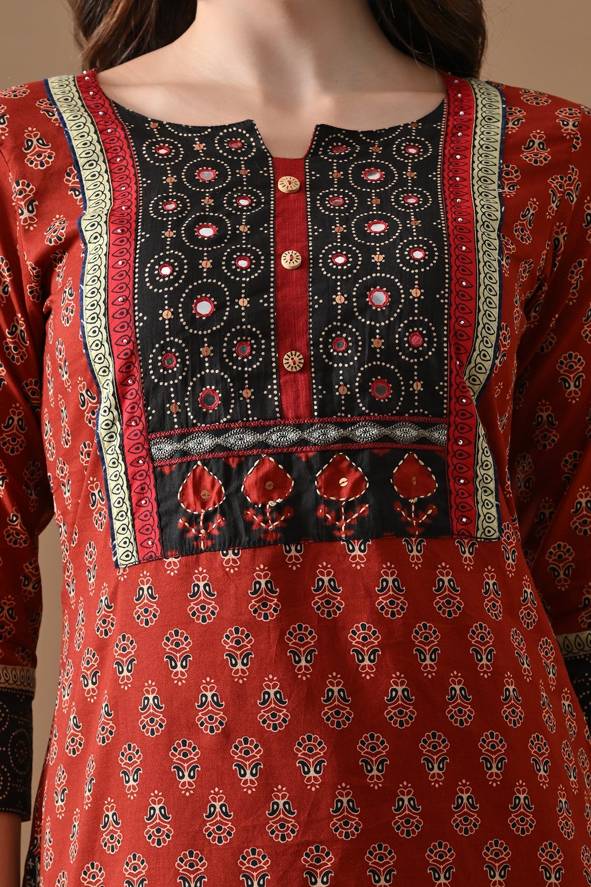 Rust Printed Kurta