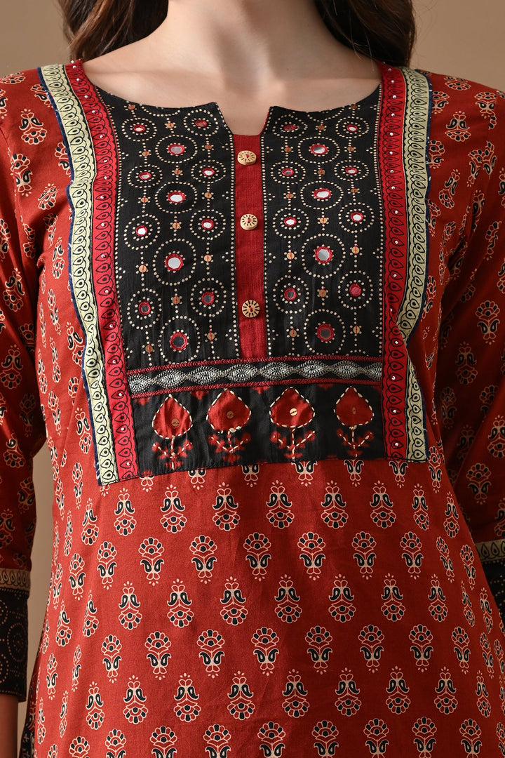 Rust Printed Kurta