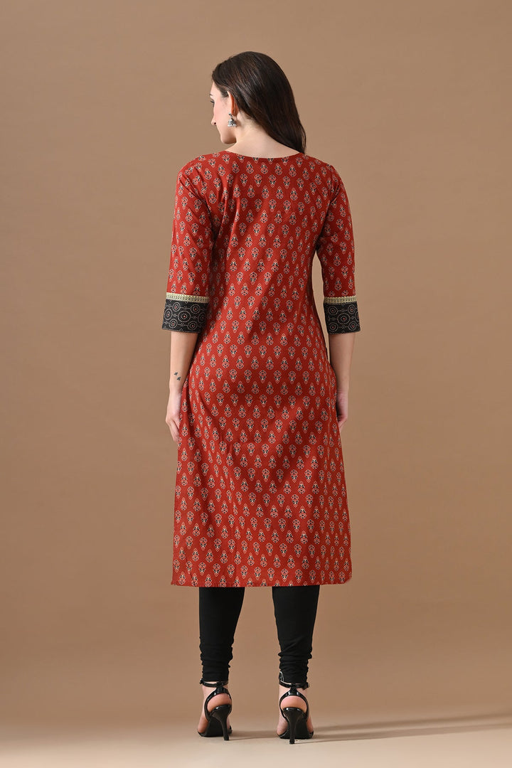 Rust Printed Kurta