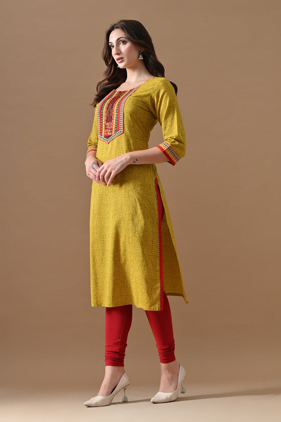 Yellow Printed Kurta