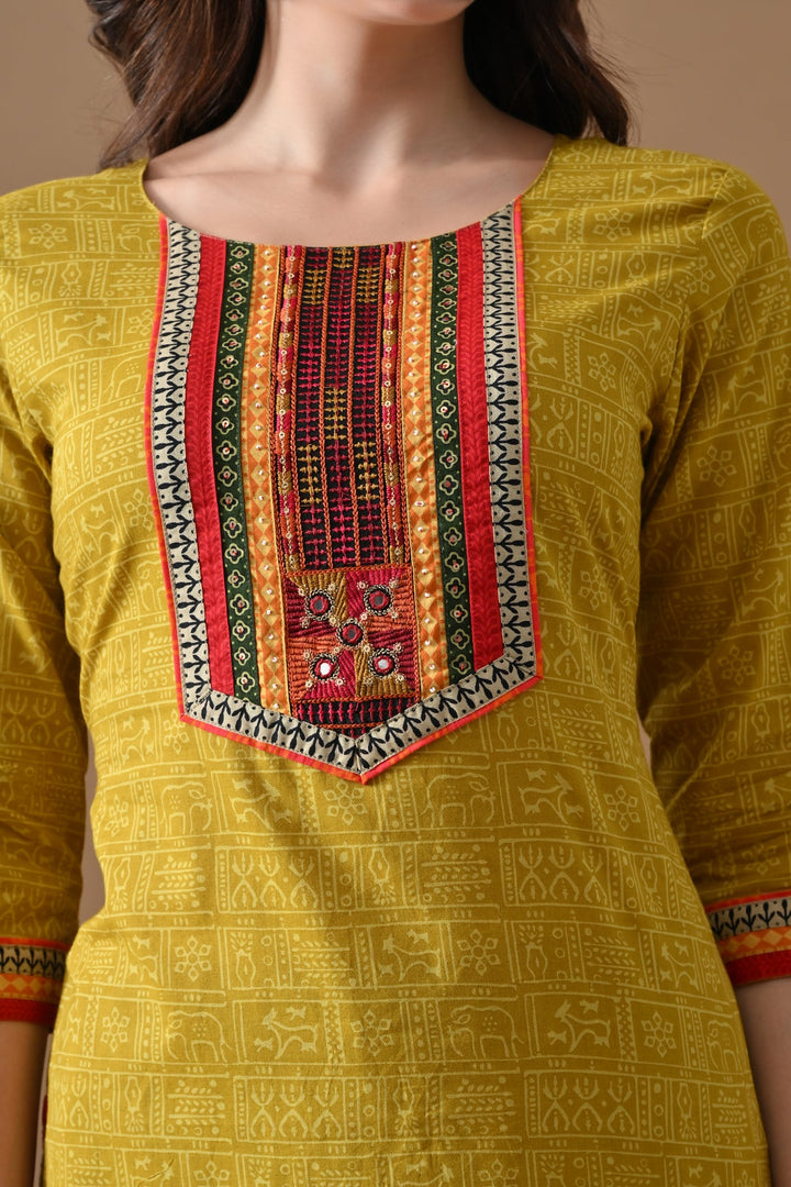 Yellow Printed Kurta