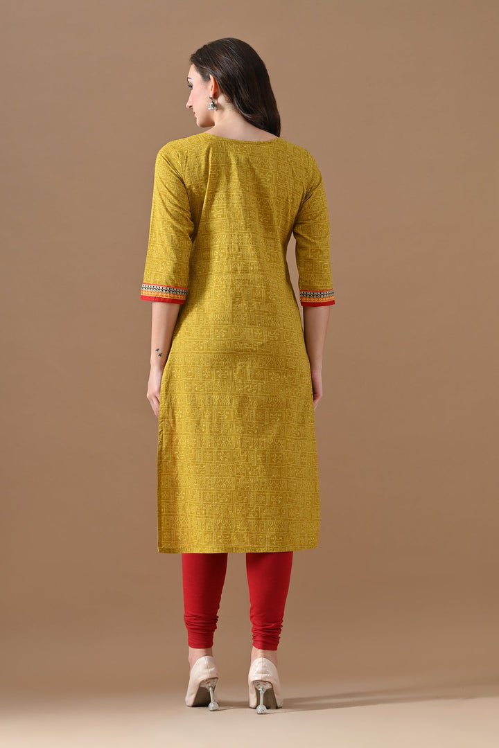 Yellow Printed Kurta