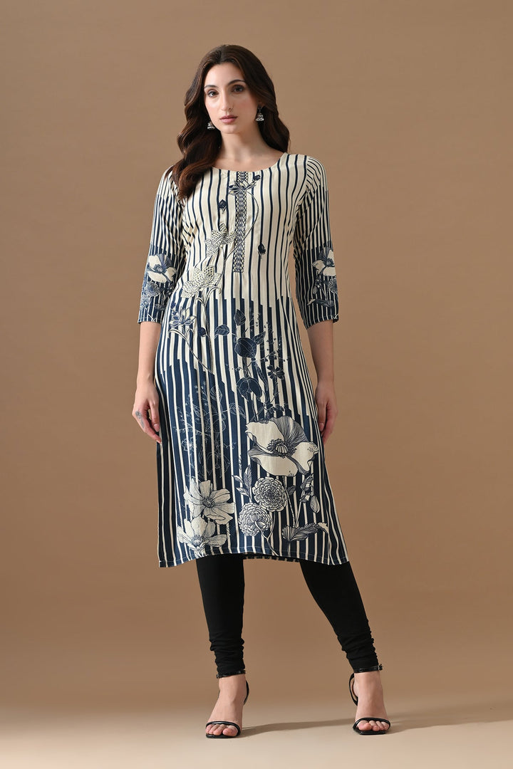 Cream Embroidered Kurta