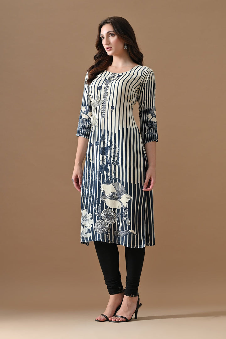 Cream Embroidered Kurta