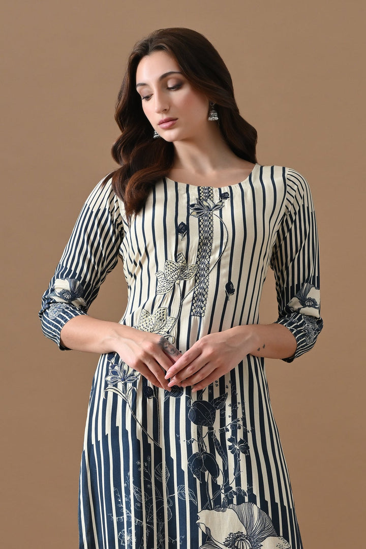 Cream Embroidered Kurta