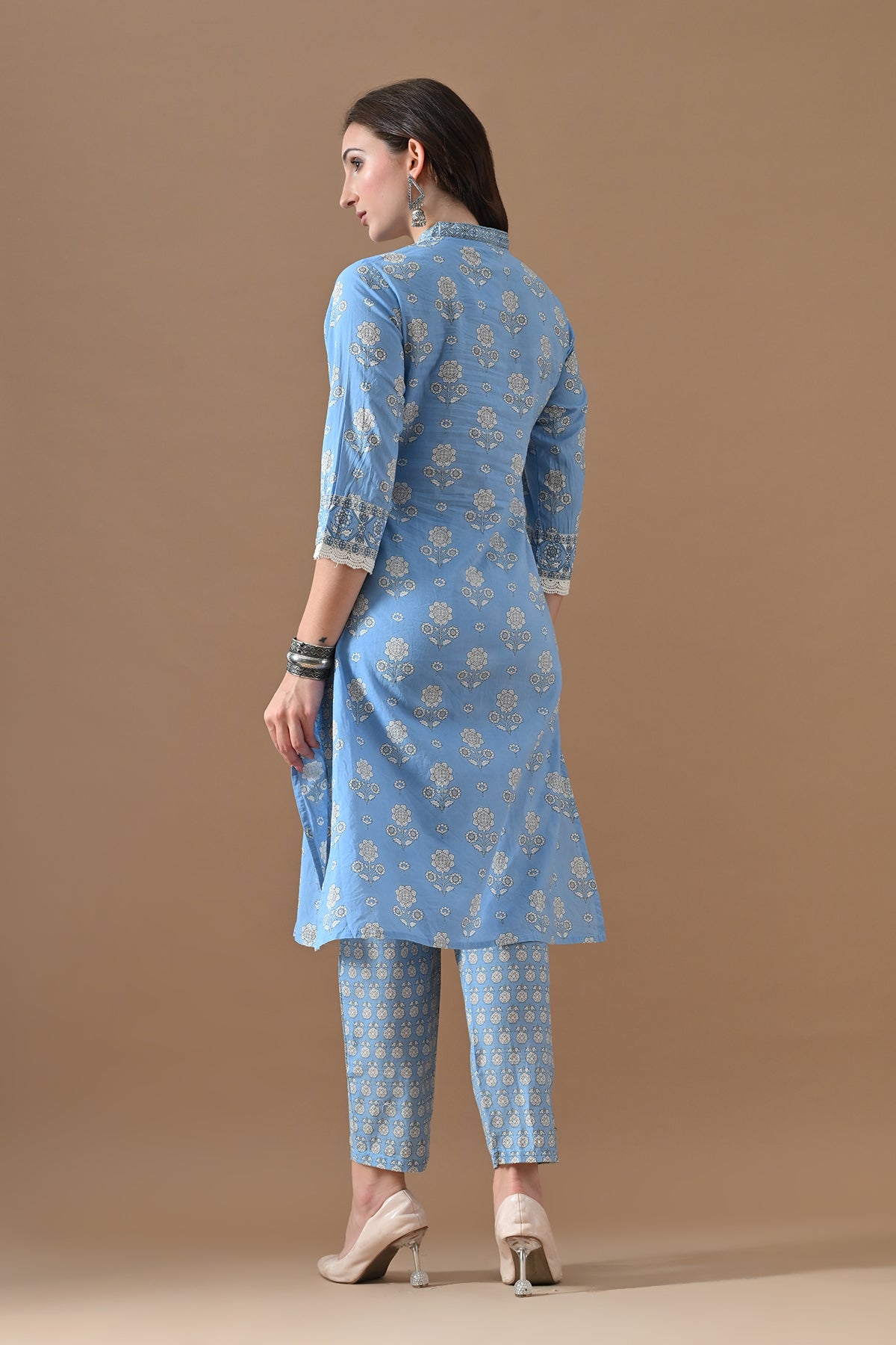 Blue Printed Kurta 2 Pcs Set