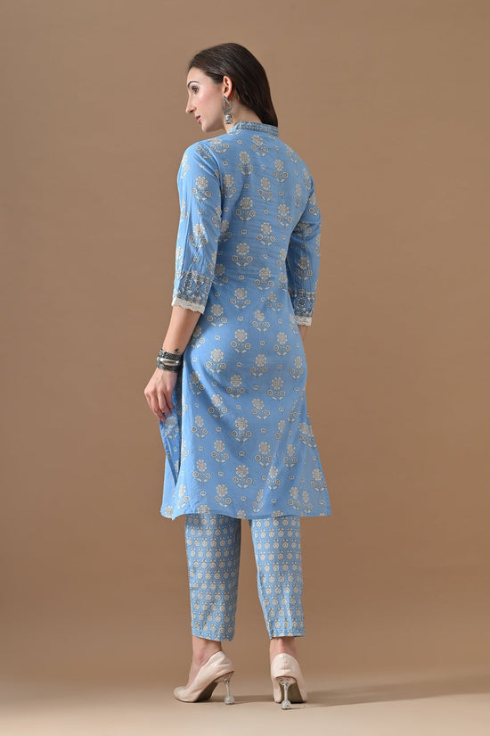 Blue Printed Kurta Set (2 Piece)