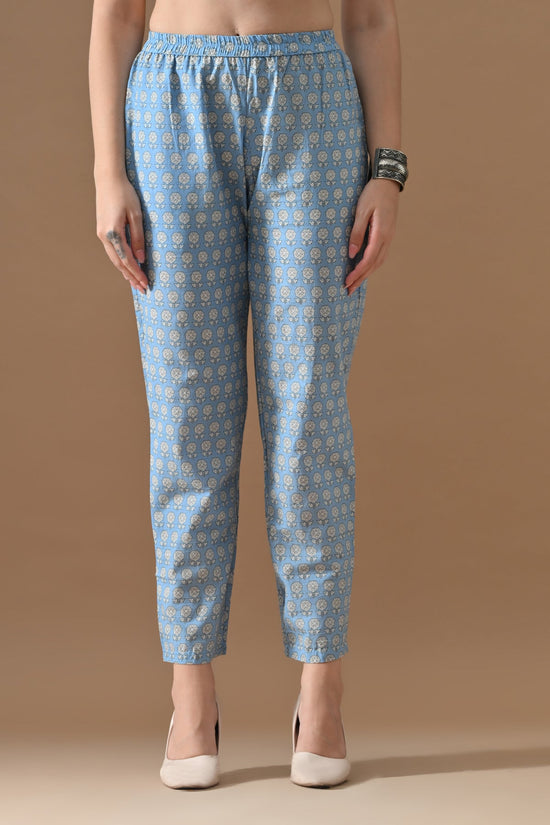Blue Printed Kurta Set (2 Piece)