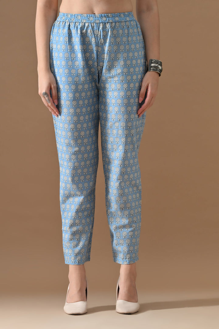 Blue Printed Kurta Set (2 Piece)