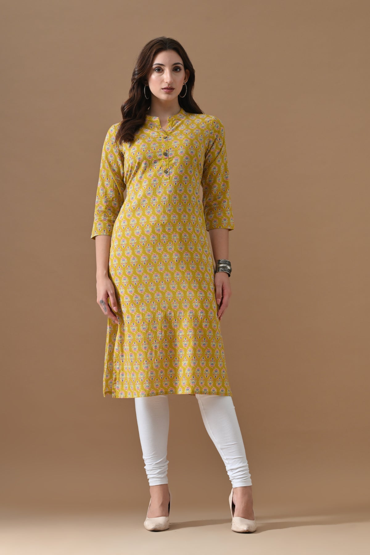 Yellow Printed Kurta