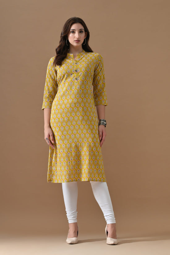 Yellow Printed Kurta