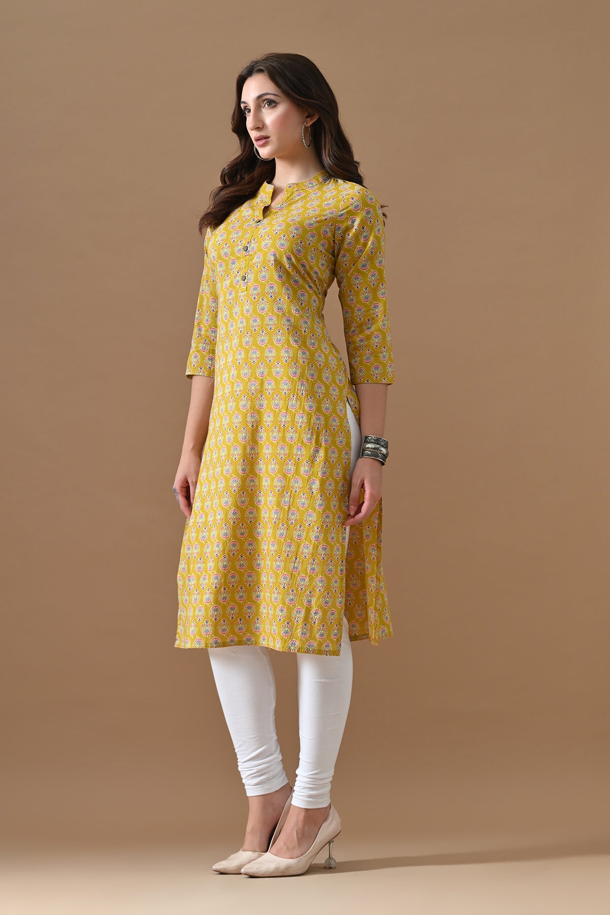 Yellow Printed Kurta
