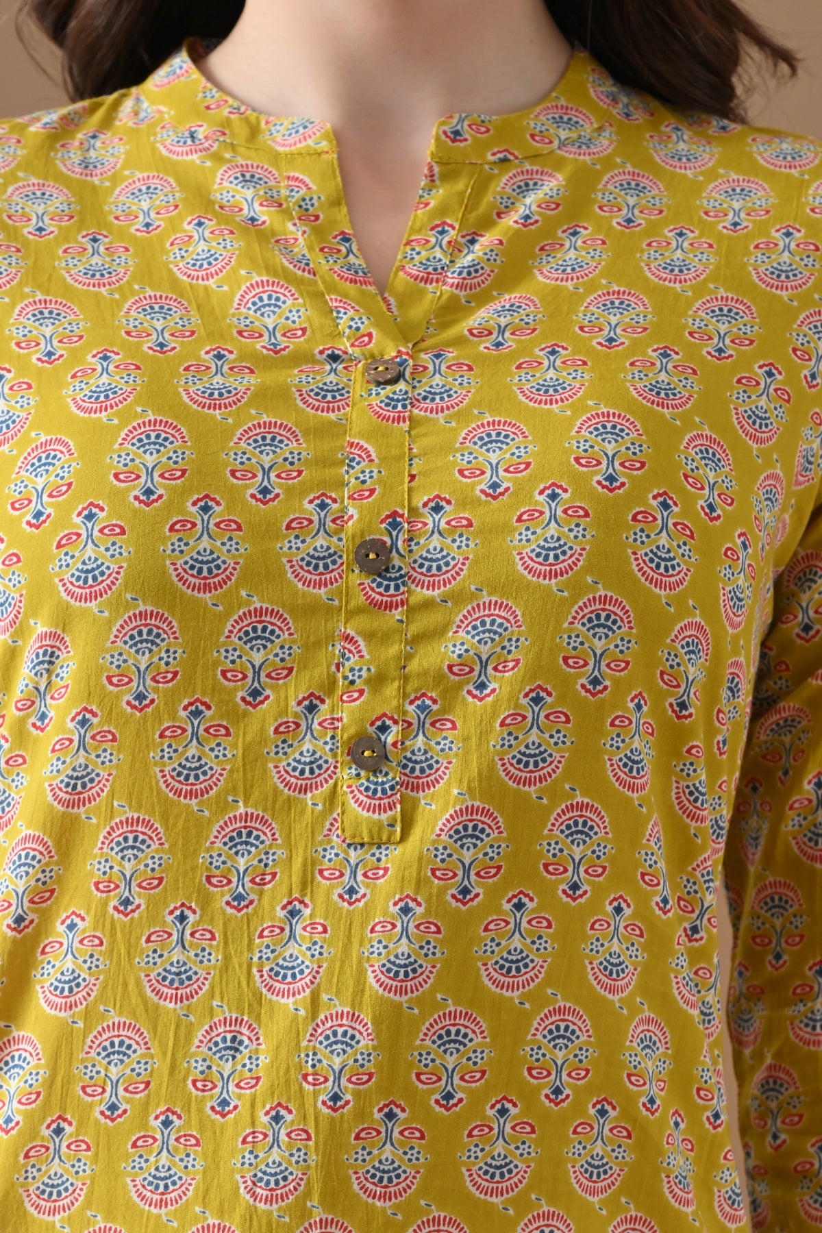 Yellow Printed Kurta