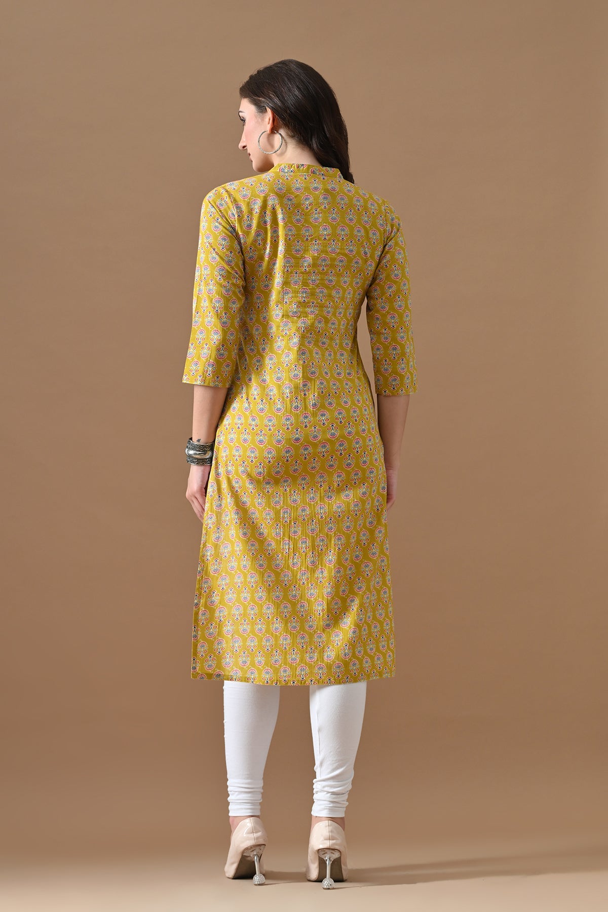 Yellow Printed Kurta