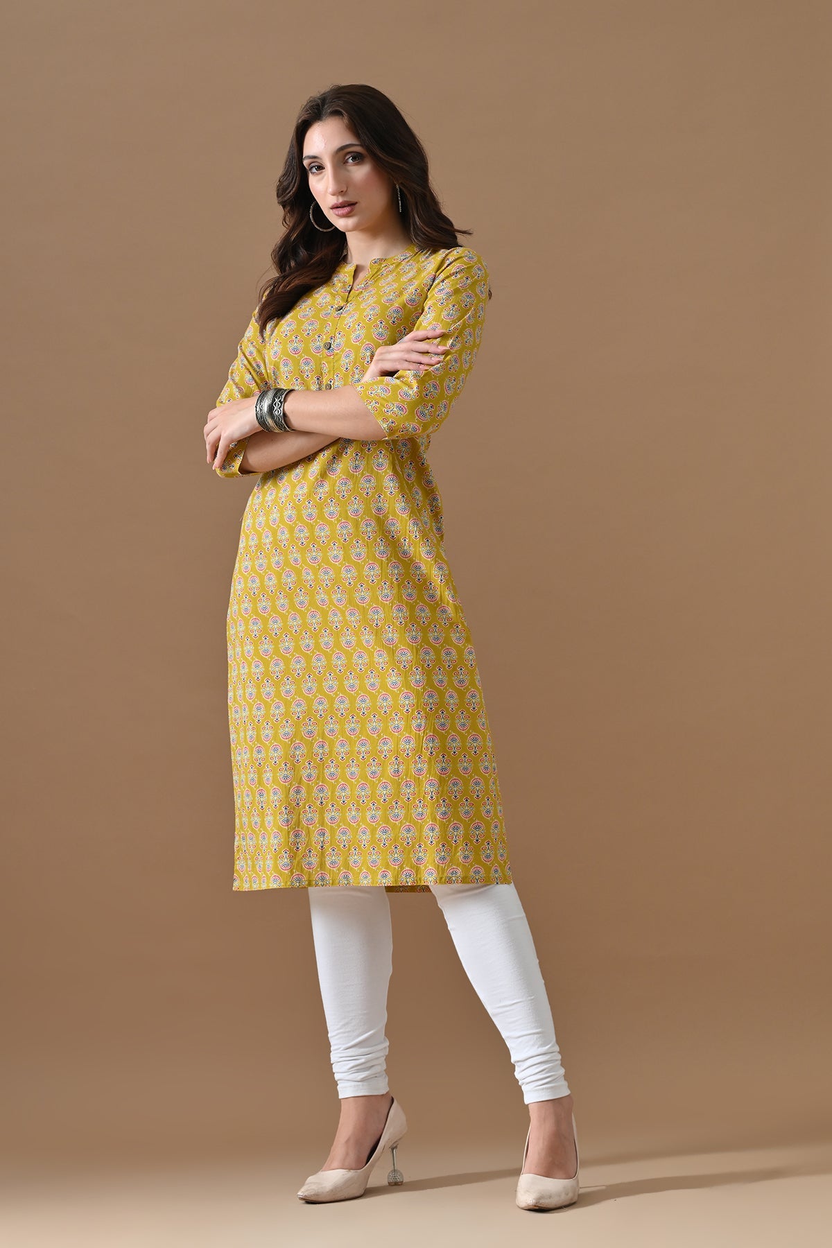 Yellow Printed Kurta