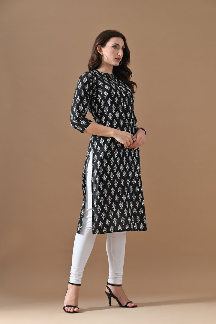 Black Printed Kurta