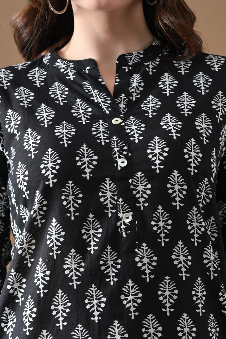 Black Printed Kurta