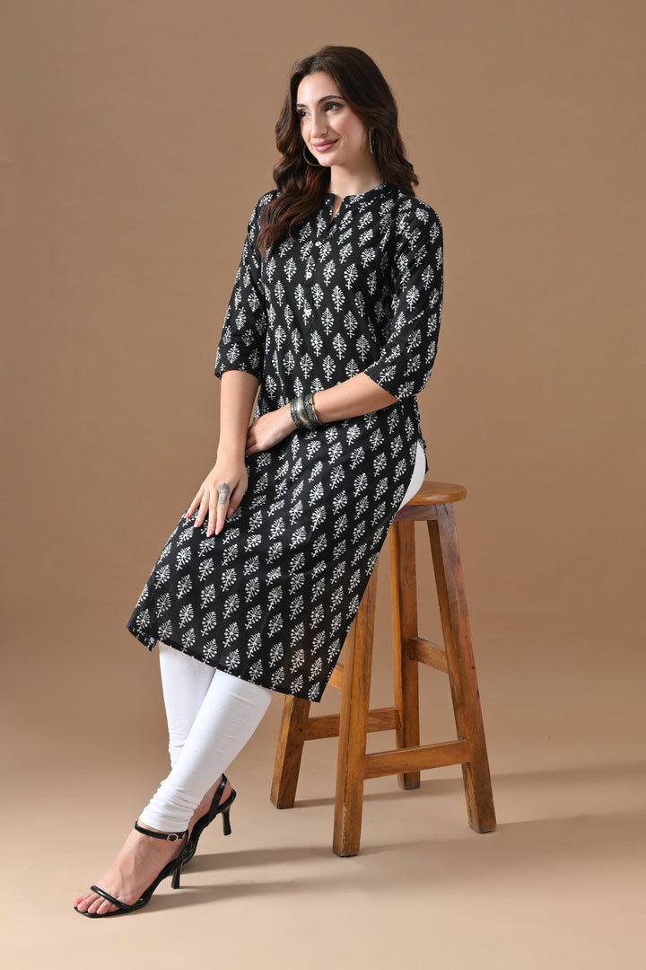 Black Printed Kurta