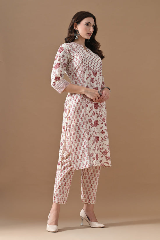 Beige Printed Kurta Set (2 Piece)