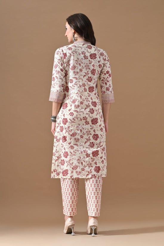 Beige Printed Kurta Set (2 Piece)