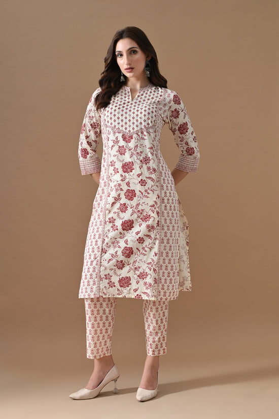 Beige Printed Kurta Set (2 Piece)