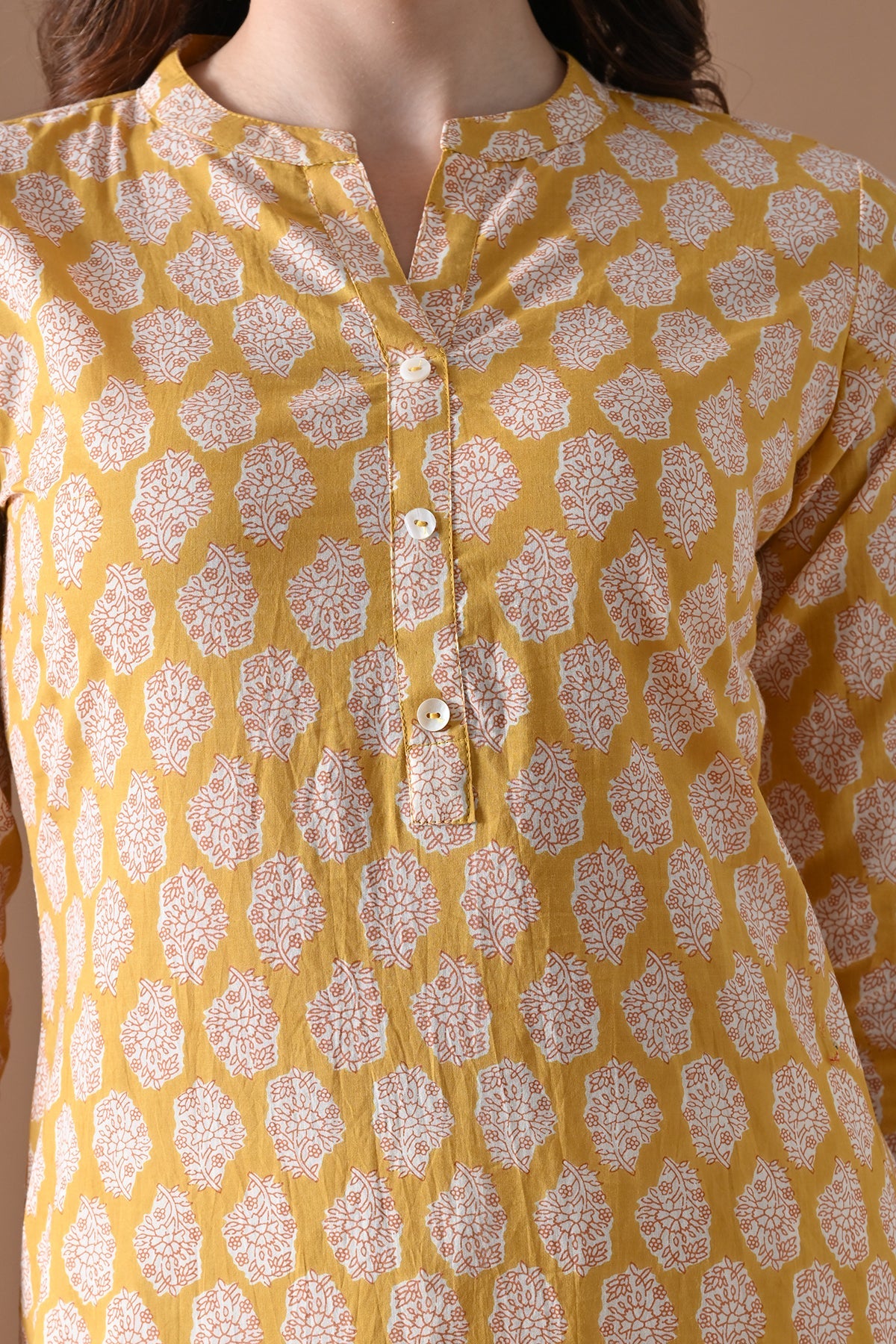 Yellow Printed Kurta