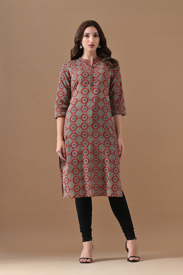 Rust Printed Kurta
