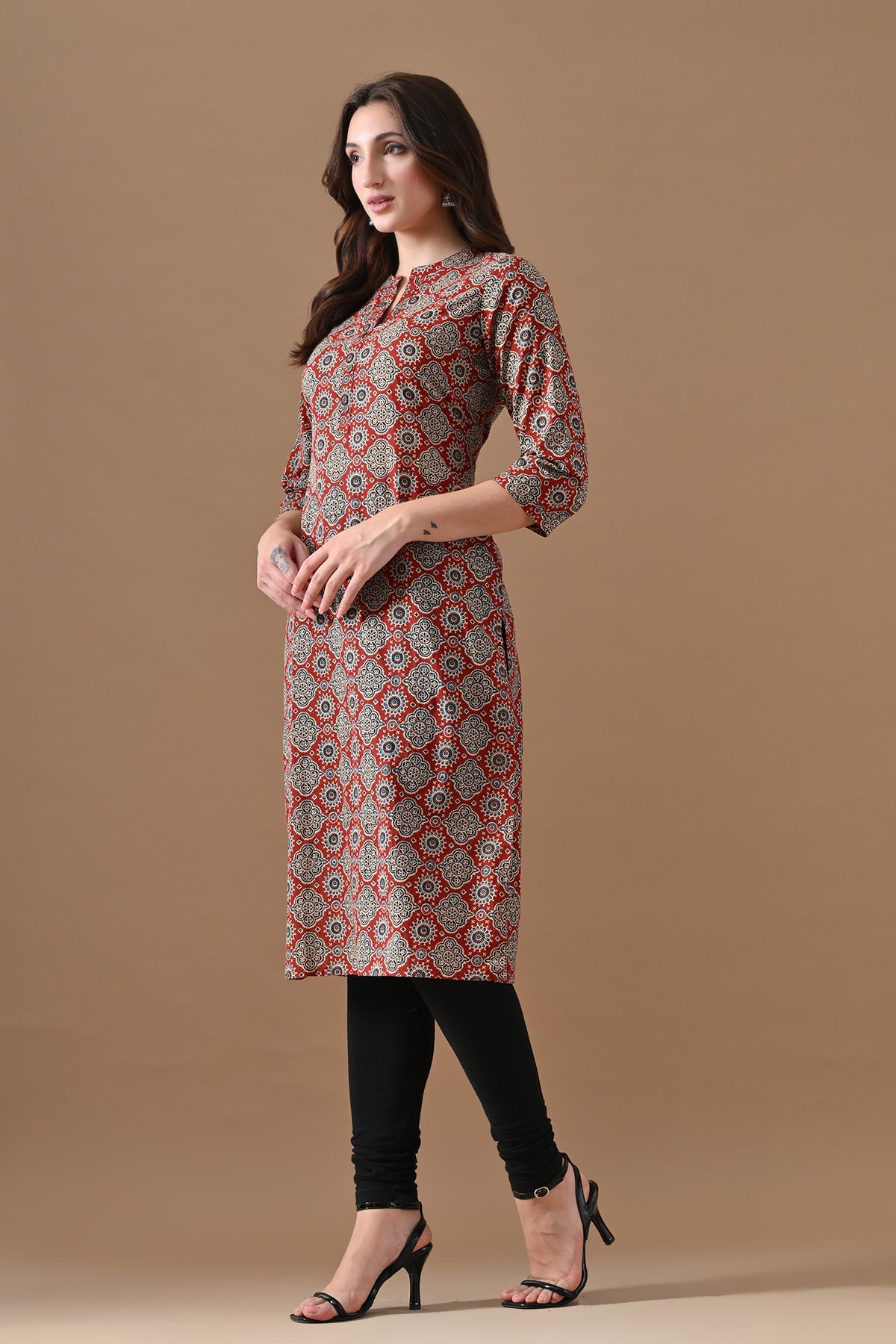 Rust Printed Kurta