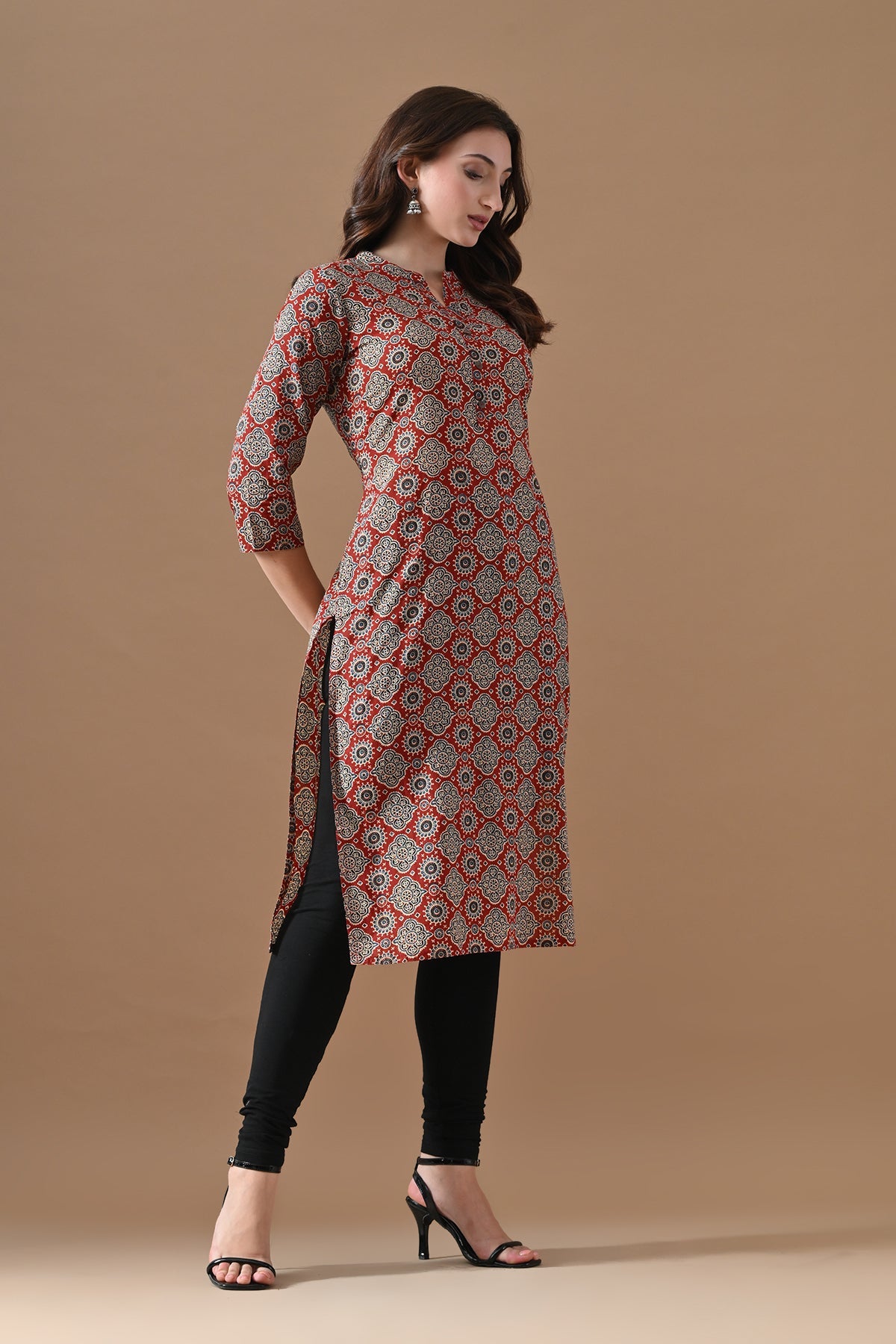 Rust Printed Kurta