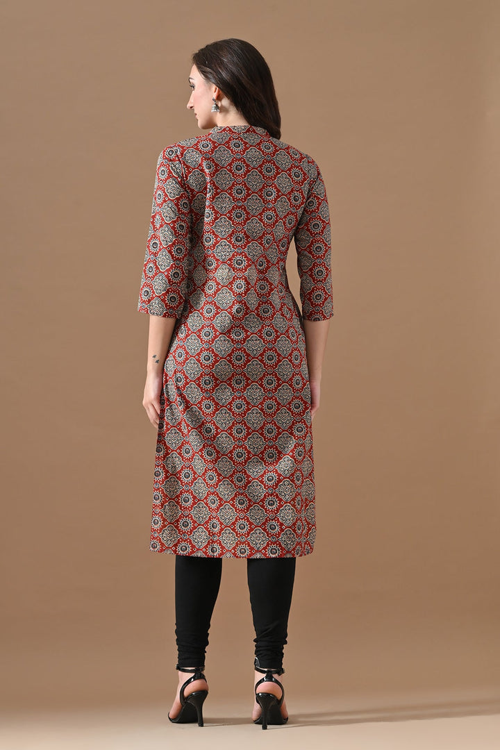 Rust Printed Kurta