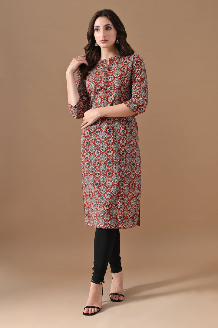 Rust Printed Kurta