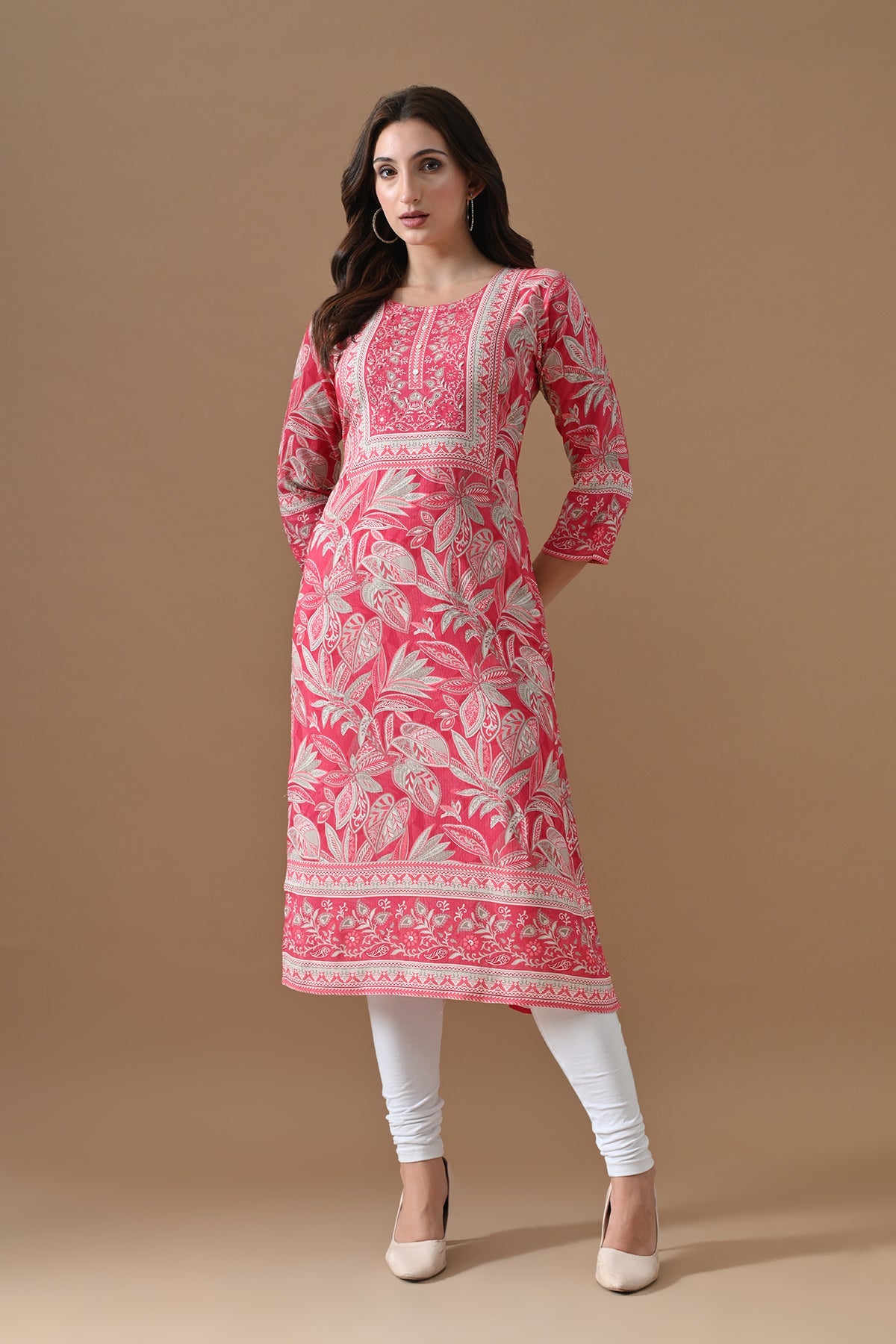 Pink Printed Kurta