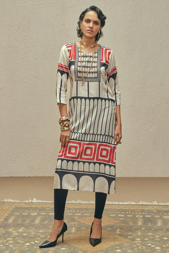 Cream Printed Kurta